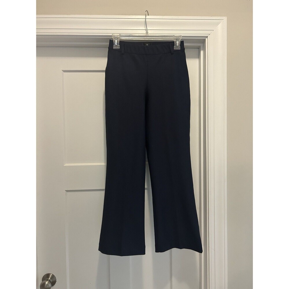Ragno Women's Crop Flare Wide Leg Pants Size 3 Navy Blue Pull On Office Minimal
